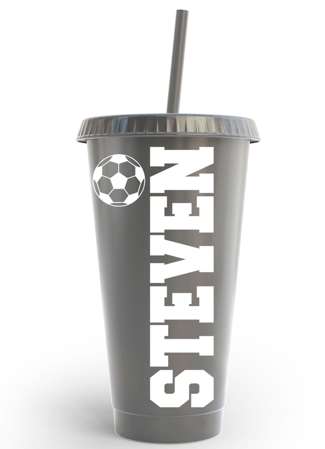 Name & Football Cold Cup Tumbler Custom Personalised Name Birthday & Party's