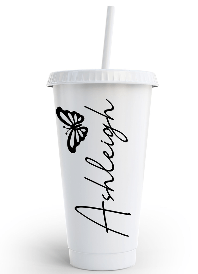 Name & Butterfly Cold Cup Tumbler Custom Personalised Name Birthday Wedding & Party's