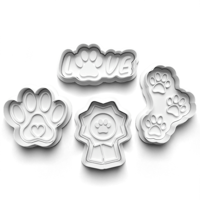 Dog Paw Love Cutter Embosser Set of 4 Cookie Cutters & Stamps Biscuit Mould Debossed (2)