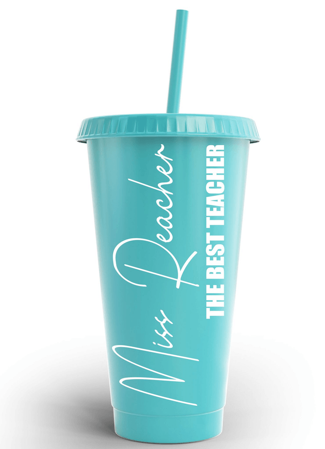 The Best Teacher Cold Cup Tumbler Custom Personalised Name School teacher Gift