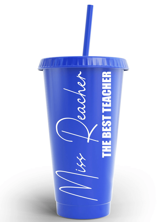 The Best Teacher Cold Cup Tumbler Custom Personalised Name School teacher Gift