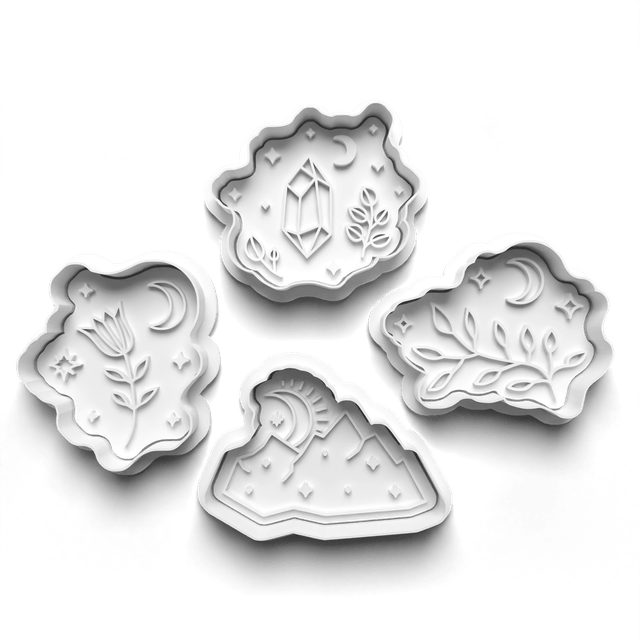 Celestial Cookie Cutter Embosser Set of 4 Cutters & Stamps Biscuit Mould Debossed Sugar Biscuit