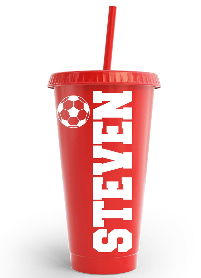 Name & Football Cold Cup Tumbler Custom Personalised Name Birthday & Party's