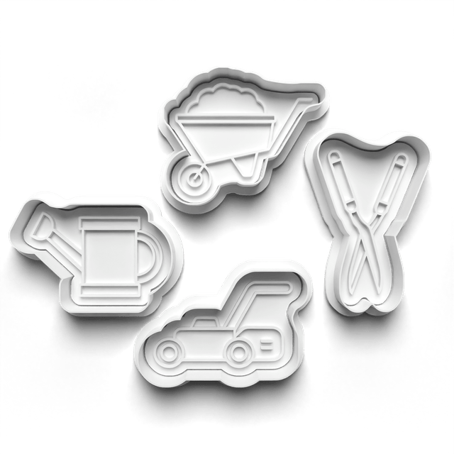 Gardening Cookie Cutter Embosser Set of 4 Cutters & Stamps Biscuit Mould Debossed Sugar Biscuits