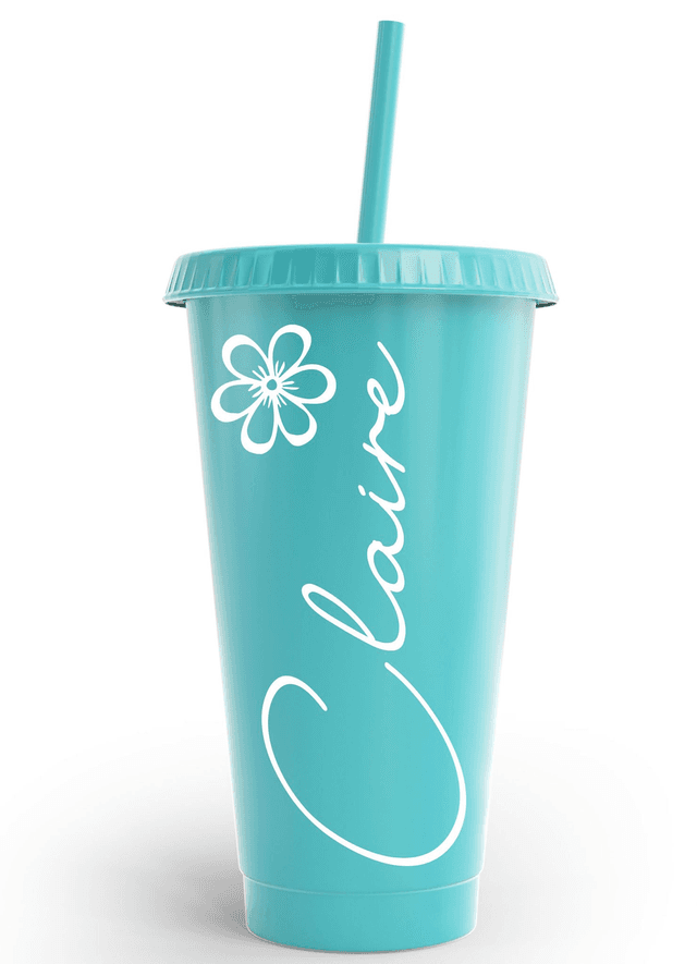Name &amp; Flower Cold Cup Tumbler Custom Personalised Name Birthday Wedding &amp; Party&#039;s (1)