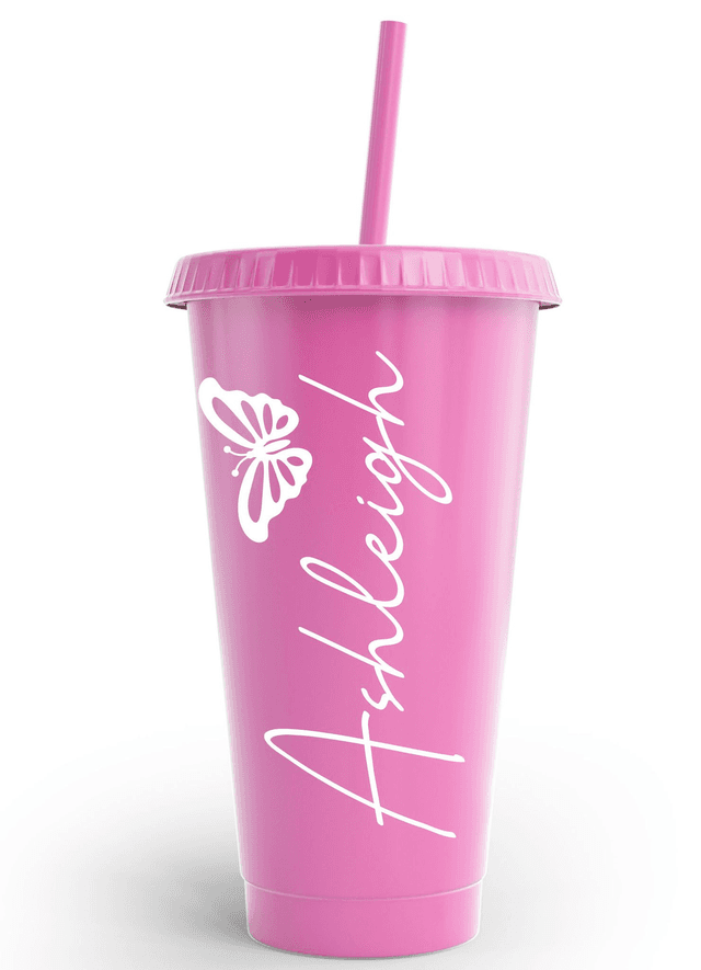 Name &amp; Butterfly Cold Cup Tumbler Custom Personalised Name Birthday Wedding &amp; Party&#039;s