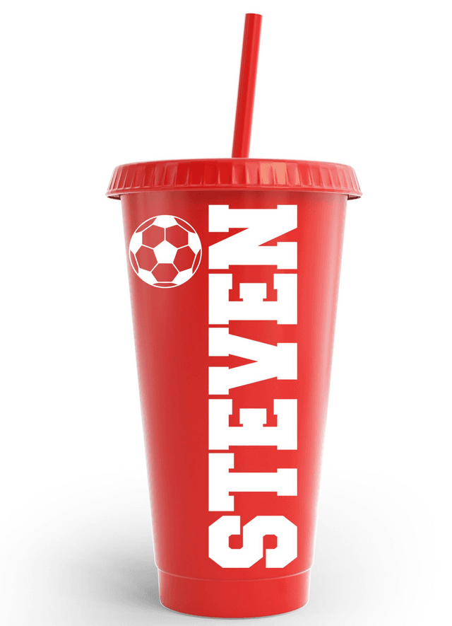 Name &amp; Football Cold Cup Tumbler Custom Personalised Name Birthday &amp; Party&#039;s