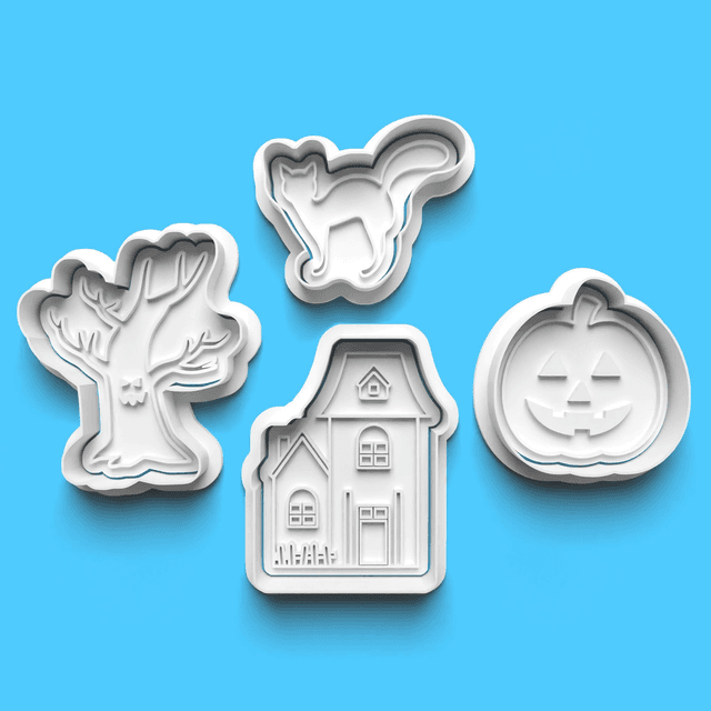 Halloween Haunted House Cutter Embosser Set of 4 Cookie Cutters &amp; Stamps Biscuit Mould Debossed (3)